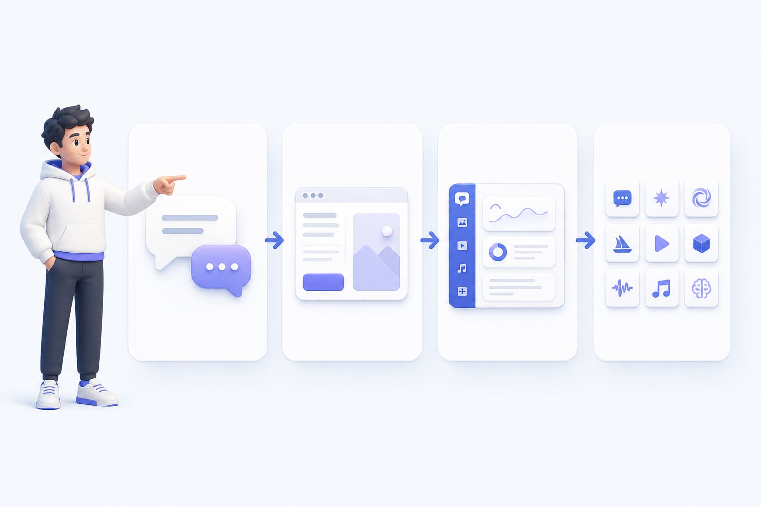 Схема различий между моделью, сервисом, платформой и агрегатором нейросетей